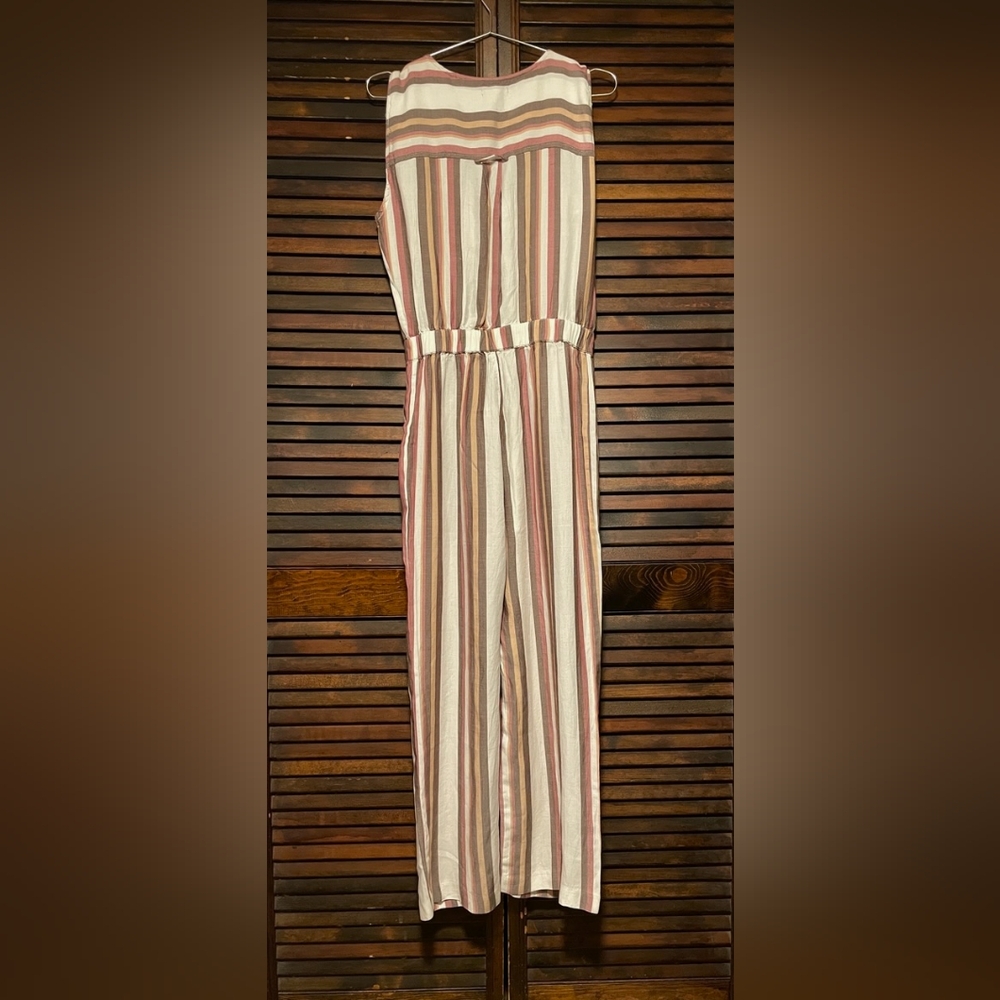 Dear John Cream and Brown Striped Jumpsuit with Wide-Leg Design - Picture 2 of 3